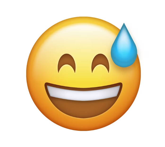 Emoticon Wajah Tersenyum dan Keringat Dingin