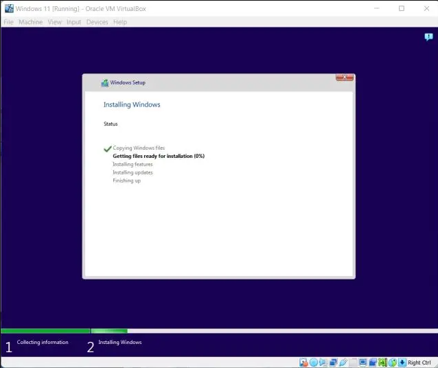 Berhasil Install Windows 11 di VirtualBox