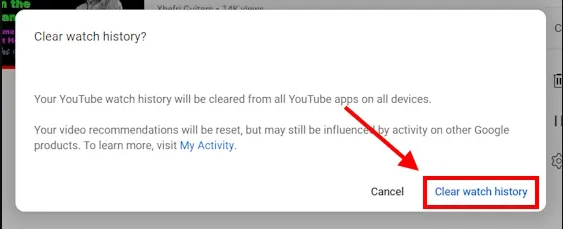 Konfirmasi Clear History Youtube